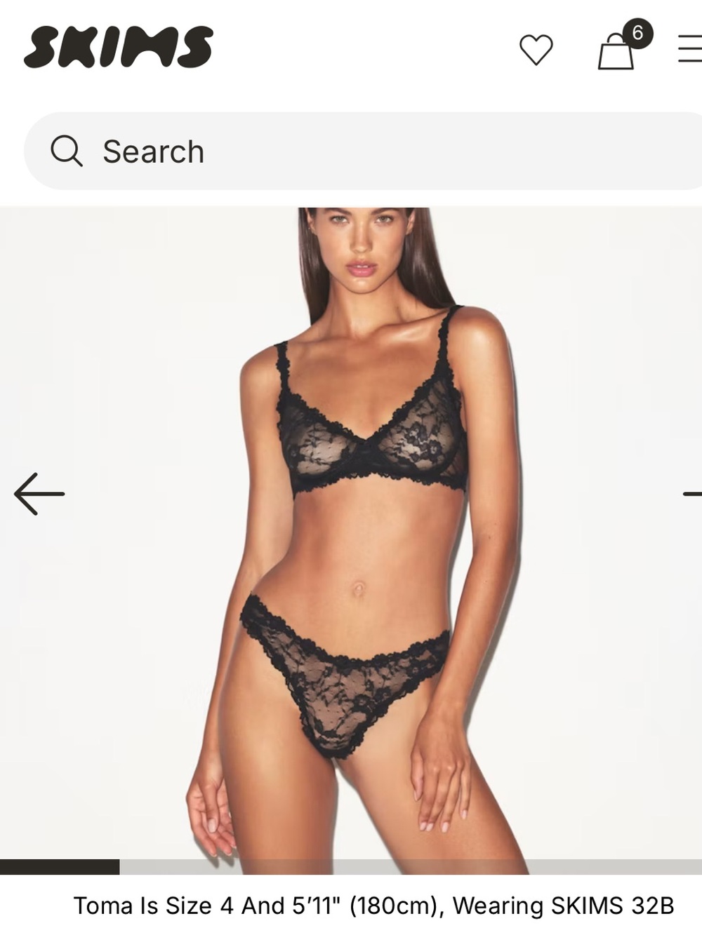 SKIMS Stretch Lace Unlined Demi Bra Black Soot 42DDD New W Tags!!